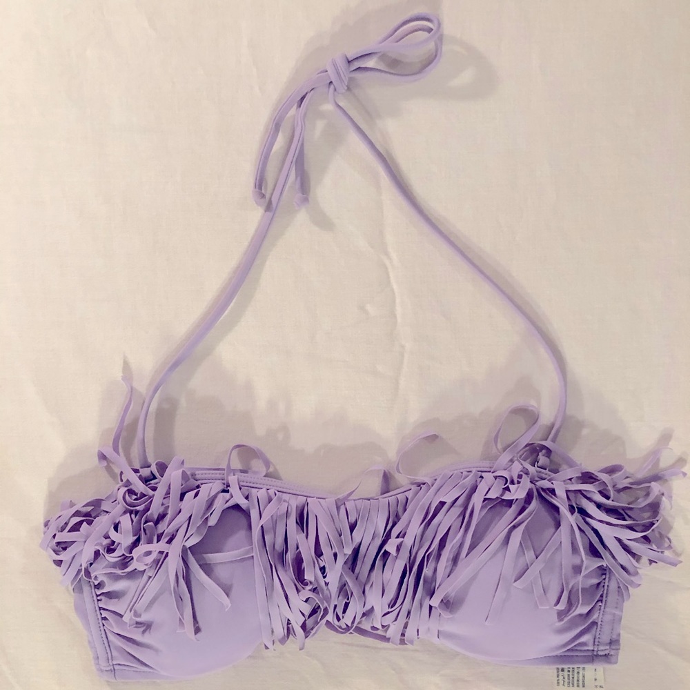 Light Purple Frilly Bikini Top- small